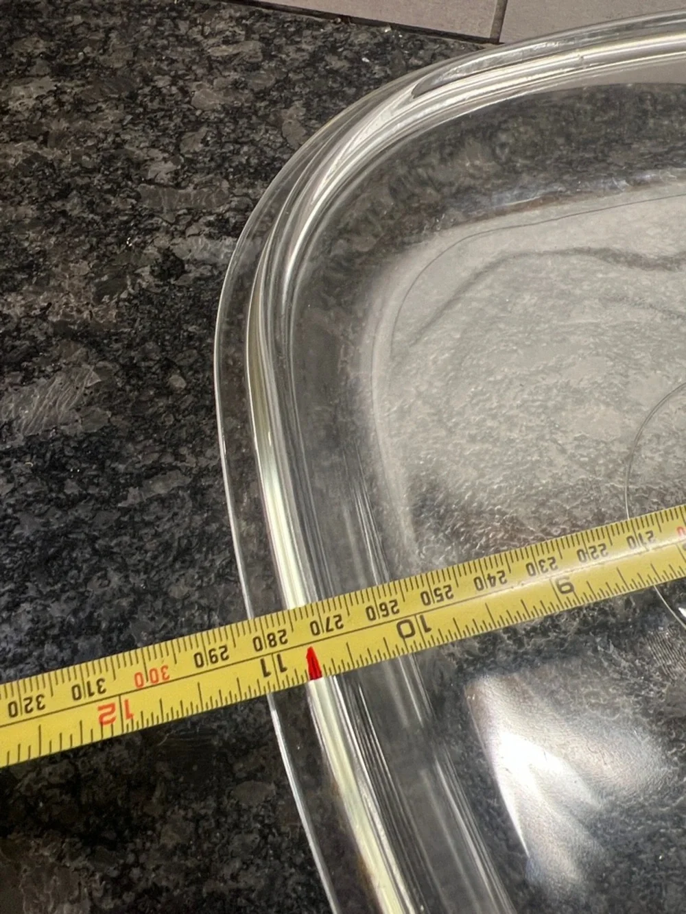 Big!! Corningware/Pyrex Clear Glass Square Replacement Lid with Knob. 10-3/4
